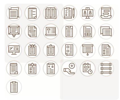 25 Display Perfect Icons themed around List in 256x256 Regular Line format vector