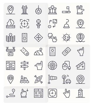 Navigation Premium Bundle with 42 High Resolution Editable Regular Line Icons vector