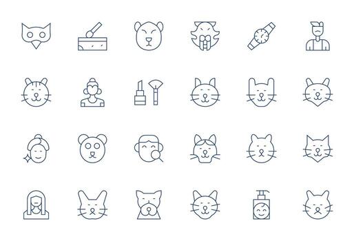 Face Icon Library with 24 Thin Line High Resolution Display Perfect Designs vector