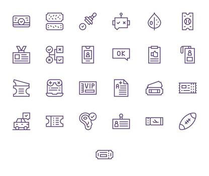 Pass Icon Toolkit featuring 25 Pixel Aligned 64x64 Regular Line elements vector