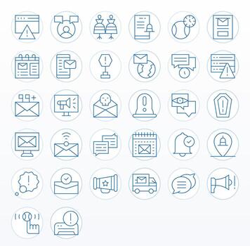 32 PIXEL Perfect Thin Line Icons designed for Notification Interface vector