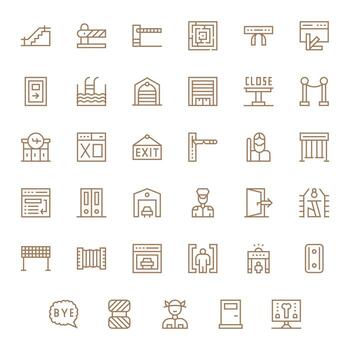Exit Modern Collection with 35 Regular Line High Resolution Pixel Aligned Icons vector