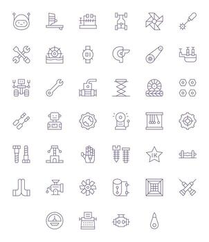 40 Thin Line Icons designed for Mechanical in 128x128 Detail Enhanced format vector