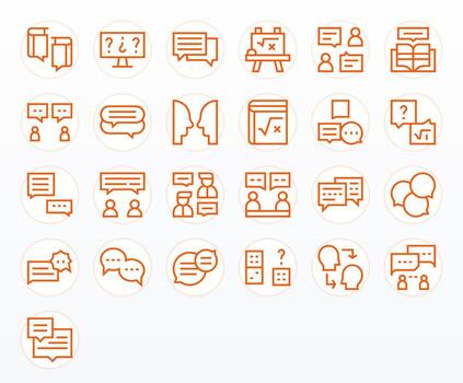 Answer Scalable Set featuring 25 PIXEL Perfect Regular Line 64x64 Icons vector