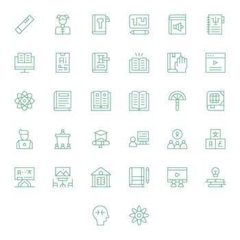 32 Thin Line Pixel Optimized Icons tailored for Learning 64x64 interface vector