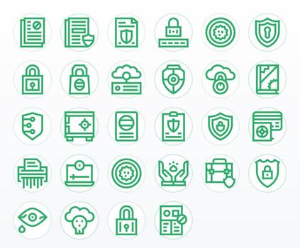 28 Bold Line Display Perfect Icons for Information Security Graphics vector