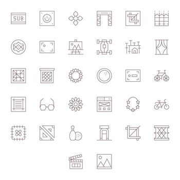 Frame Visual Pack containing 32 Thin Line Pixel Optimized Icons vector