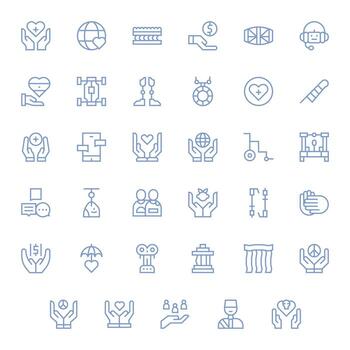 Support System Icon Collection with 35 High Resolution Regular Line Designs vector