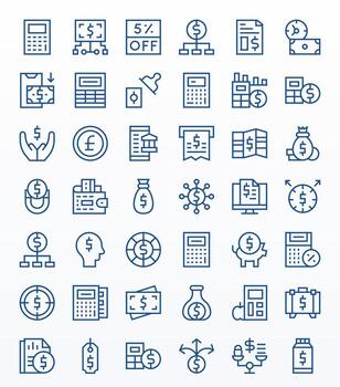 presupuesto icono conjunto con 42 regular línea 256x256 editable gráficos vector