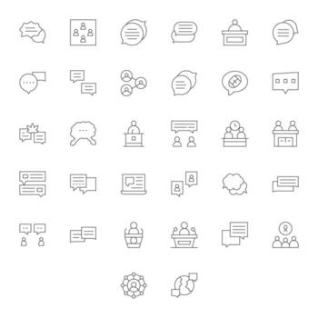 Forum Comprehensive Bundle with 32 Editable Thin Line 64x64 Icons vector