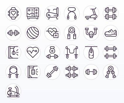 Cardio Icon Toolkit featuring 25 Grid Fitted 256x256 Regular Line elements vector