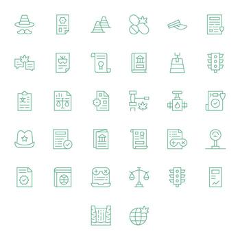 32 Thin Line Icons designed for Regulation in High Resolution Grid Fitted format vector