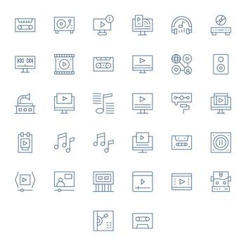 32 PIXEL Perfect Thin Line Icons designed for Playback Interface vector