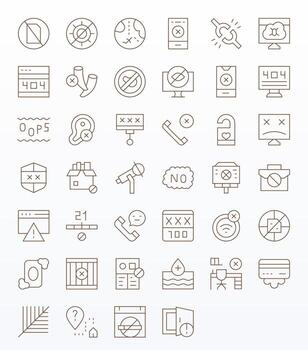 40 Pixel Optimized Thin Line Icons designed for Unavailable Interface vector