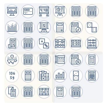 35 Icons for Numbers optimized in Detail Enhanced 256x256 Regular Line resolution vector