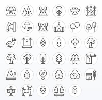 35 regular línea píxel optimizado íconos a la medida para naturaleza reserva 256x256 interfaz vector