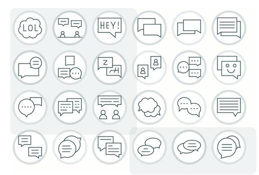 en línea charla escalable conjunto presentando 24 píxel Perfecto Delgado línea alto resolución íconos vector