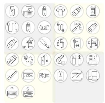 32 Thin Line Icons designed for Usb in Retina Ready Pixel Aligned format vector
