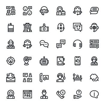 36 High Resolution Bold Line Icons optimized for Customer Service Editable display vector