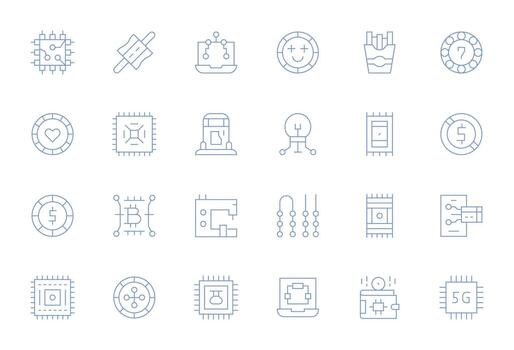 Chip Graphics Pack including 24 Thin Line High Resolution Editable Icons vector