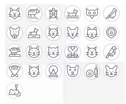 Animal Icon Toolkit featuring 25 Grid Fitted 128x128 Regular Line elements vector