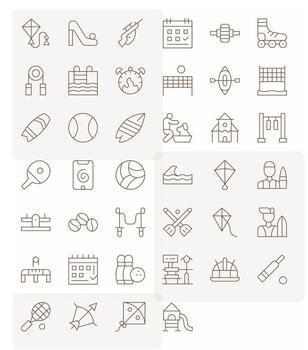 40 Thin Line Icons for Activity in crisp 128x128 Display Perfect resolution vector