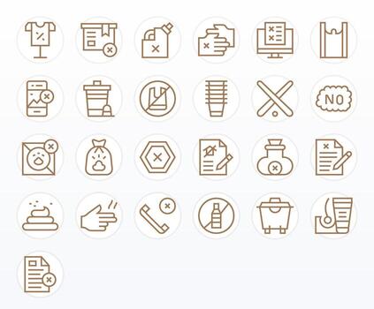 Refuse Professional Set with 25 Regular Line Pixel Optimized Retina Ready Icons vector