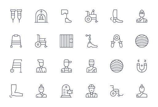 24 Thin Line Pixel Optimized Icons for Rehabilitation Graphics vector