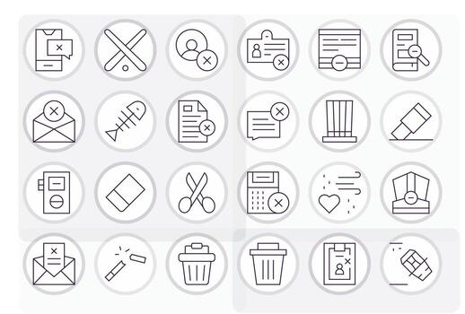 Delete Icon Toolkit featuring 24 Pixel Optimized 128x128 Thin Line elements vector