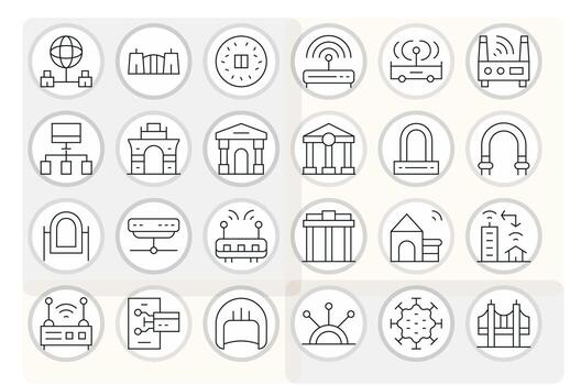 Gateway featuring 24 256x256 Icons in Thin Line Design vector