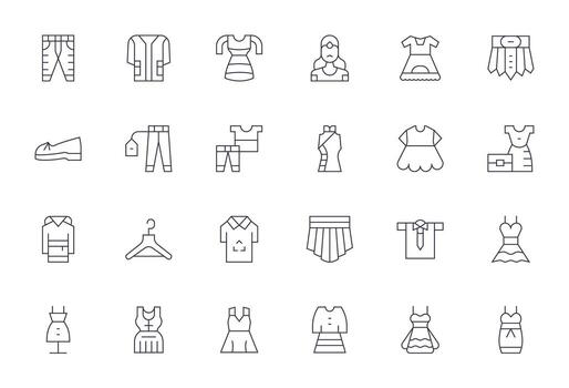 vestir prima haz con 24 alto resolución píxel optimizado Delgado línea íconos vector