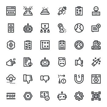 Failure Scalable Set featuring 36 Pixel Optimized Bold Line High Resolution Icons vector