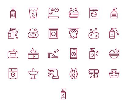 25 Regular Line Editable Icons crafted for Wash High Resolution applications vector