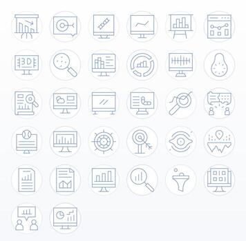 Visualization Professional Set with 32 Thin Line Display Perfect 256x256 Icons vector
