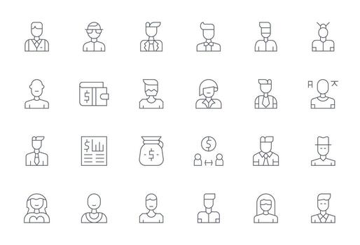 Accountant Ultimate Package with 24 High Resolution Thin Line PIXEL Perfect Icons vector