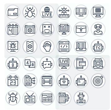 35 Icons inspired by Program in Editable 64x64 Regular Line quality vector