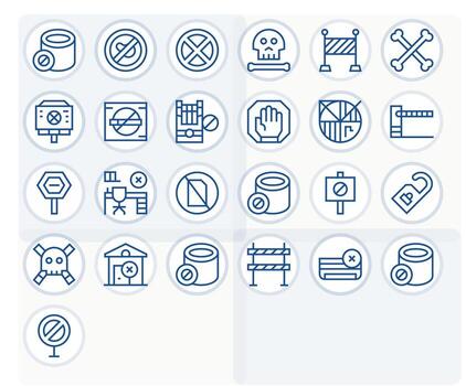 Do Not Enter Exclusive Set featuring 25 Regular Line Editable 128x128 Icons vector