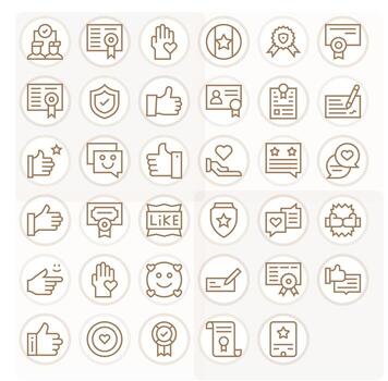 35 Regular Line Editable High Resolution Icons from Endorsement Suite vector