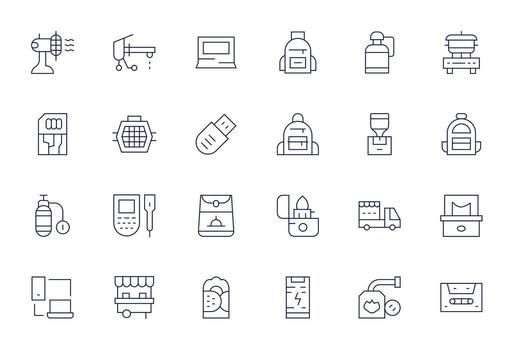 Portable Ultimate Package with 24 High Resolution Thin Line Display Perfect Icons vector