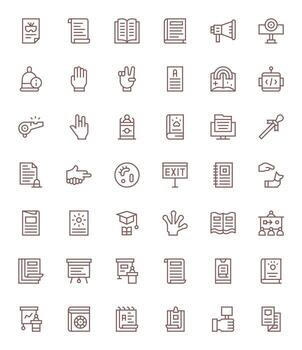 42 Icons inspired by Instruction in Editable High Resolution Regular Line quality vector