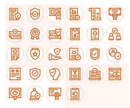 28 Bold Line Grid Fitted Icons crafted for Validated High Resolution applications vector