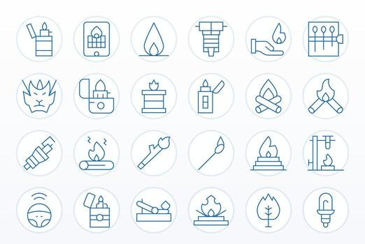 Ignition Professional Set with 24 Thin Line Pixel Optimized 256x256 Icons vector