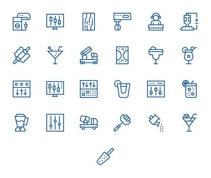 25 High Resolution Regular Line Icons optimized for Mixer Display Perfect display vector