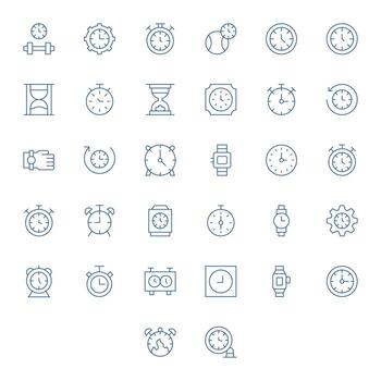 32 256x256 Thin Line Icons for Chronometer with Pixel Aligned precision vector