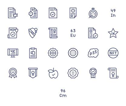 Standard Complete Package with 25 128x128 Regular Line Pixel Optimized Icons vector