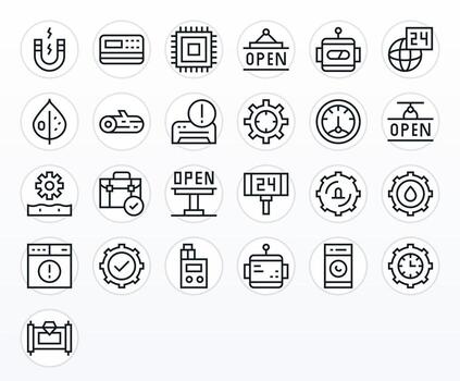 Operational Visual Pack containing 25 Regular Line Display Perfect Icons vector
