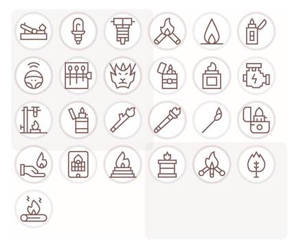 25 256x256 Regular Line Icons for Ignition with Grid Fitted precision vector