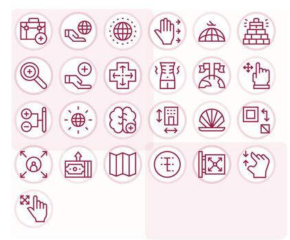 Expand Scalable Set featuring 25 Grid Fitted Regular Line Retina Ready Icons vector