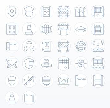 Barrier Icon Toolkit featuring 32 Display Perfect High Resolution Thin Line elements vector