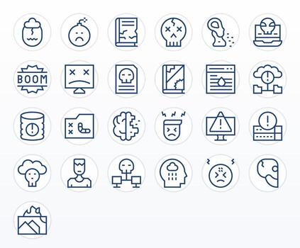 Data Loss featuring 25 256x256 Icons in Regular Line Design vector
